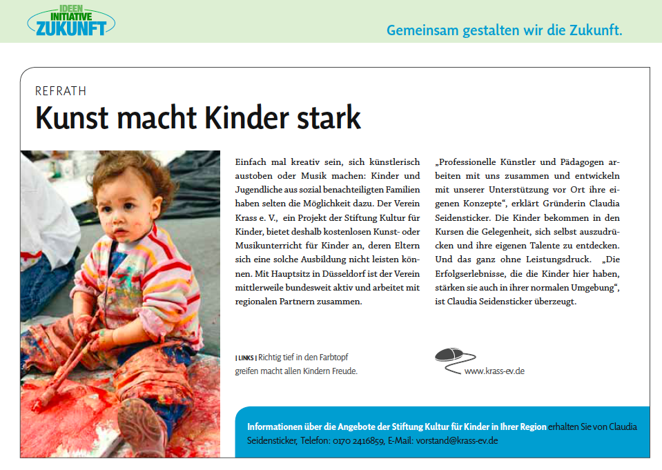 Ideen Initiative Zukunft: KRASS e.V. und Kunst machen Kinder stark!