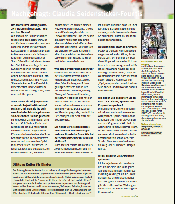 Claudia Seidensticker: Interview im StiftungsWelt Magazin