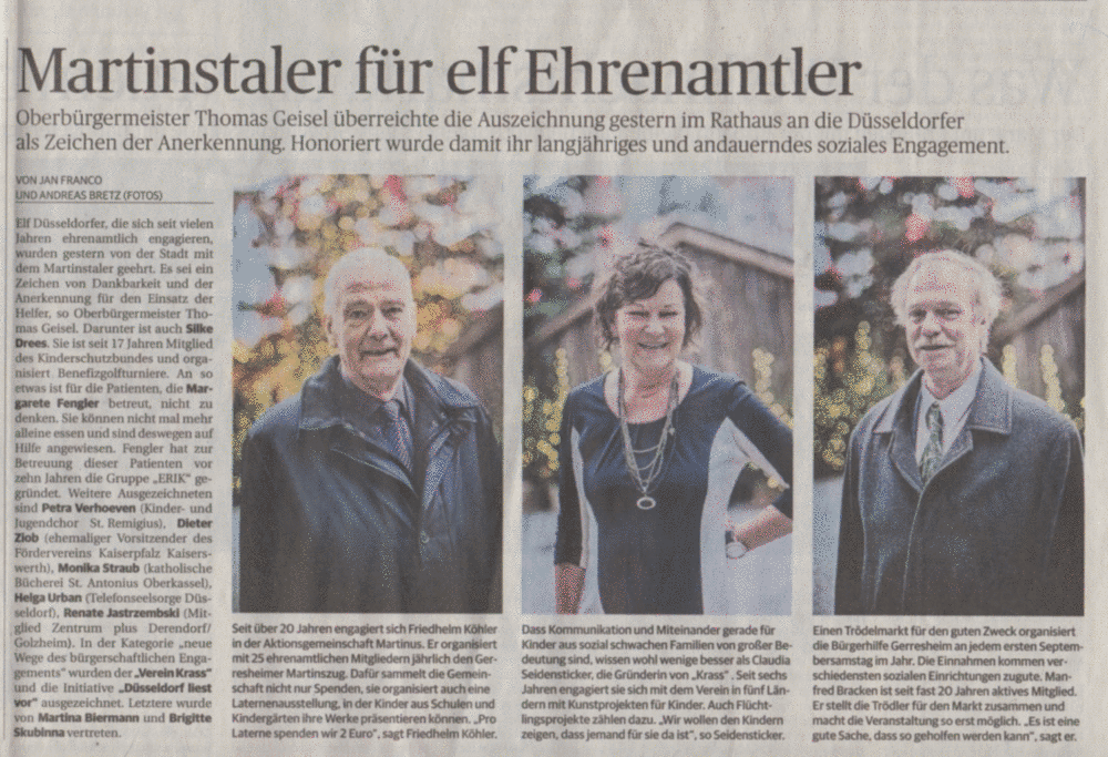 Martinstaler der Stadt Düsseldorf für Claudia Seidensticker