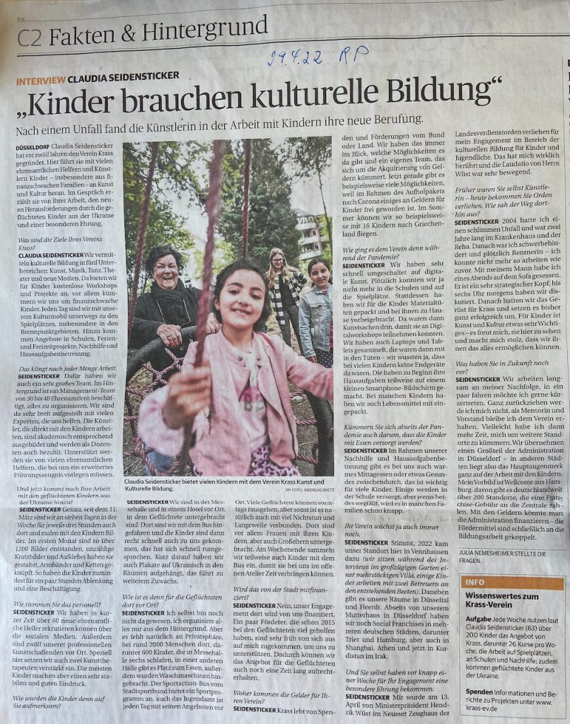 Rheinische Post: Kinder brauchen kulturelle Bildung! Das Interview.