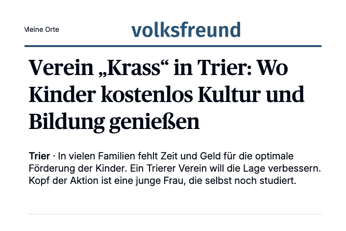 Trierischer Volksfreund würdigt Engagement von KRASS Trier