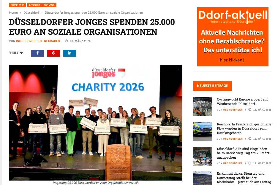 Charity Abend: Unser herzlicher Dank an die Düsseldorfer Jonges